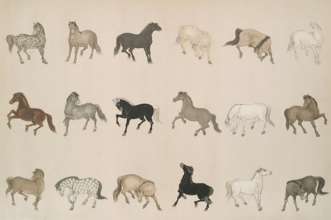 Een schilderij van een elegant rennend paard. Een schilderij van een elegant rennend paard.